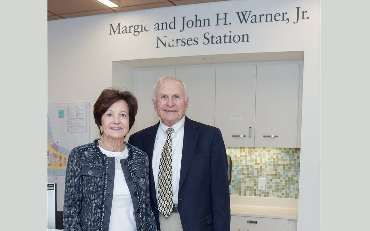 Past board of trustee, John Warner and his wife Margie were honored to support the principal nurse station serving neurology and orthopedic patients.