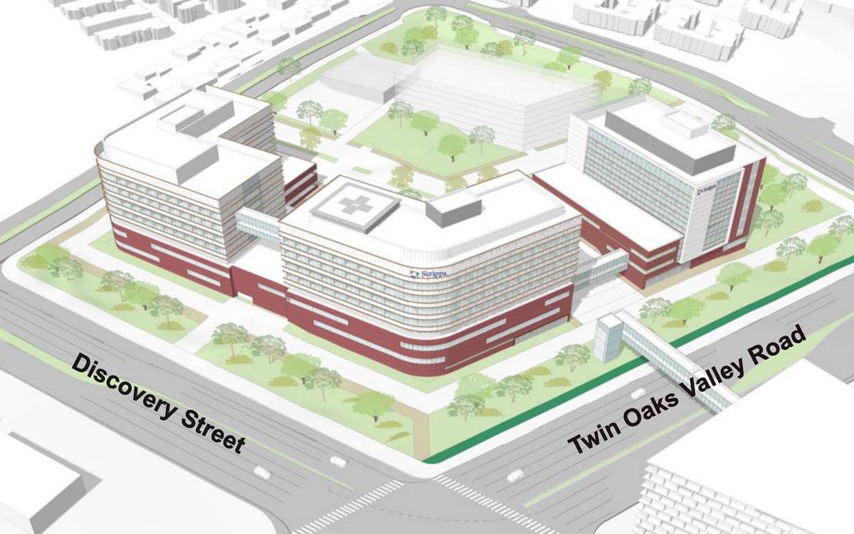 Architectural rendering of the future Scripps San Marcos medical center campus.