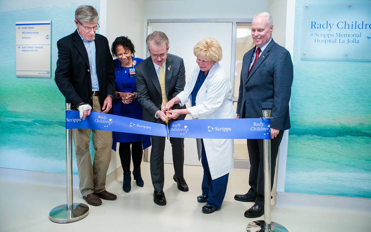 Leaders of Rady Children's Hospital-San Diego in a special ribbon cutting for the opening of the new neonatal intensive care unit in the North Tower.