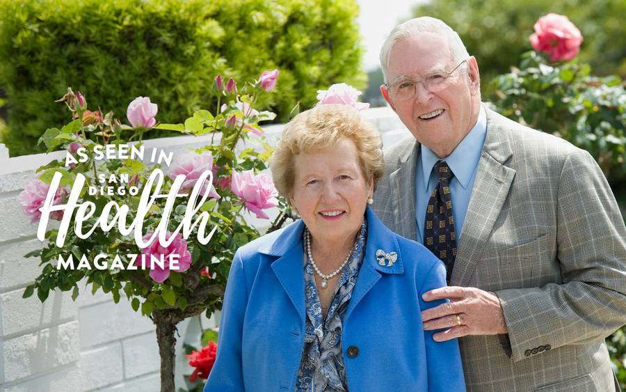 Donor Dan Mulvihill stands next to his wife, Mary, as the pair reflects on their decades-long commitment to the Scripps Mercy community.