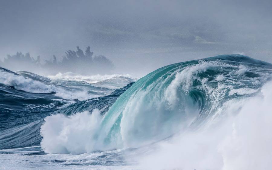Large ocean waves created by a perfect storm.