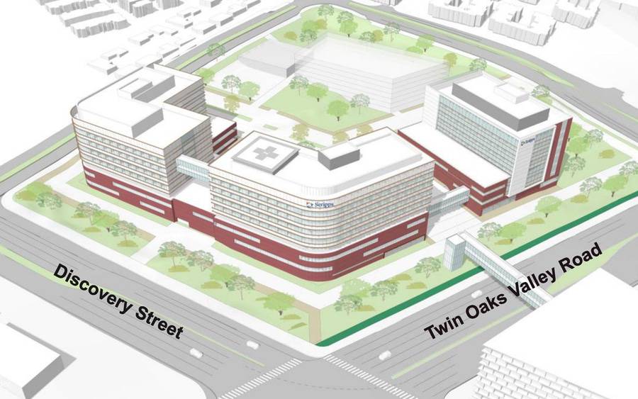 Architectural rendering of the future Scripps San Marcos medical center campus.