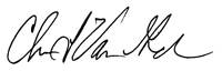 Signature of Chris Van Gorder for the President's Council Fall 2020 newsletter.