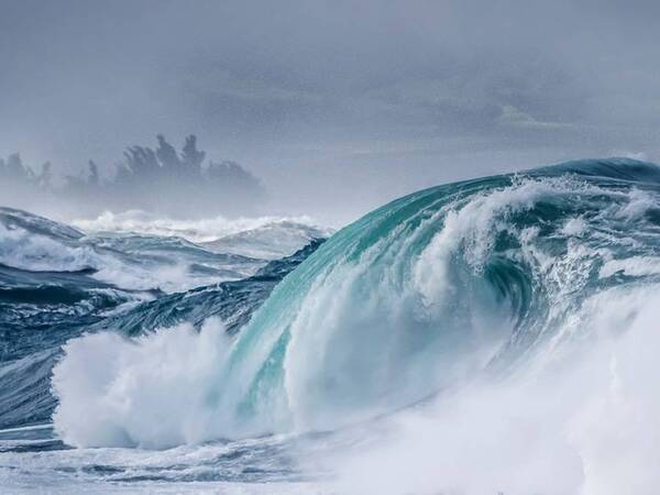 Large ocean waves created by a perfect storm.